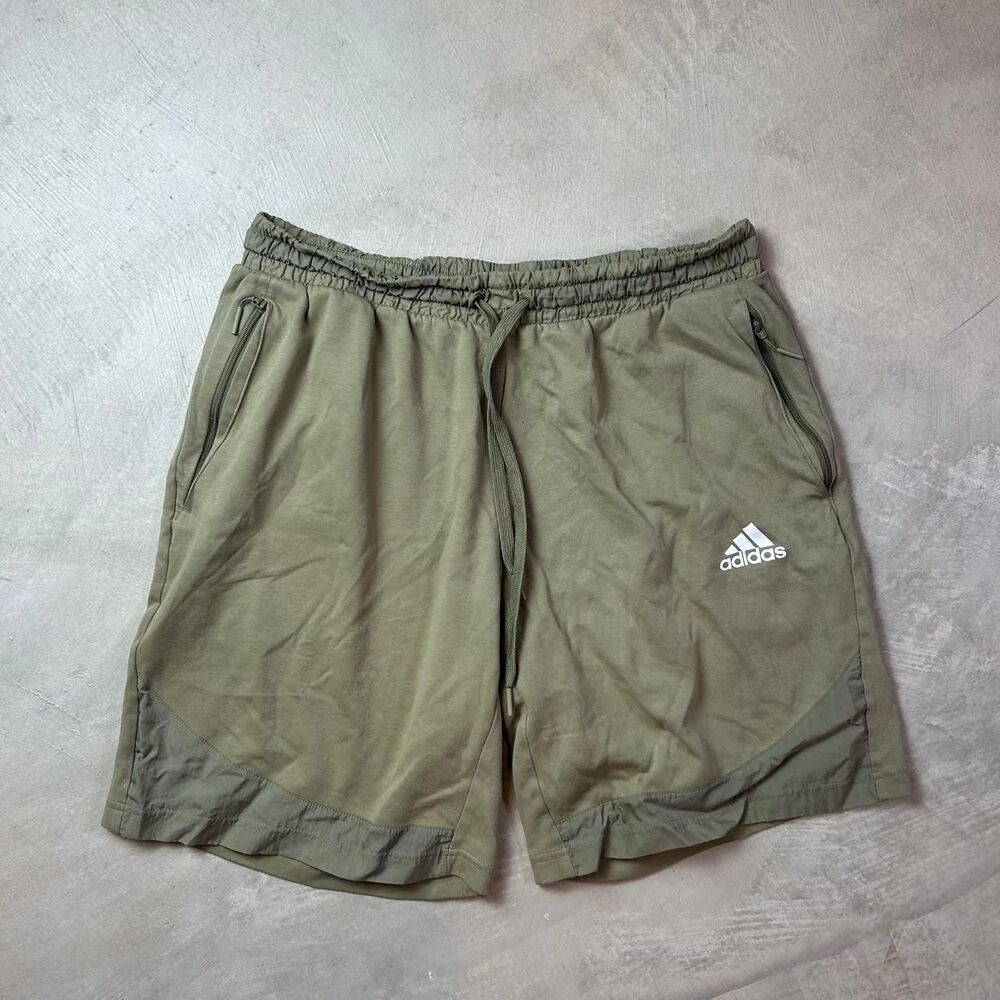 Adidas Men's Khaki and Green Shorts